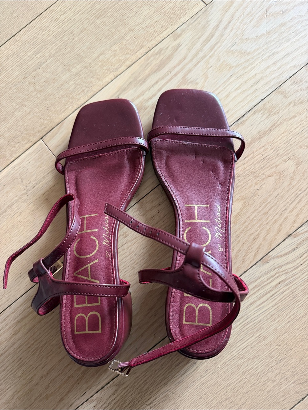 Matisse Burgundy Square-Toe Strappy Heels